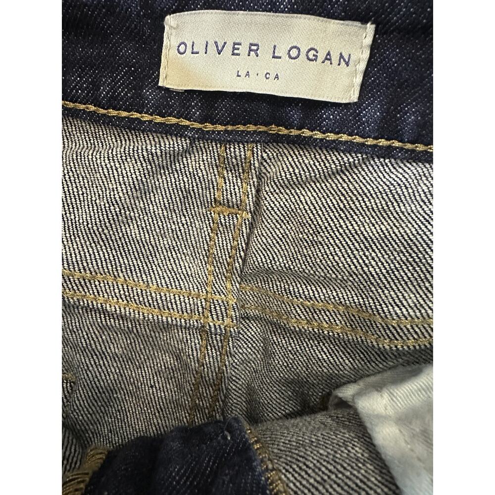 Oliver Logan Aberdeen Jeans Dark Wash Wide Leg Crop High Rise Raw Hem Denim 28 - Picture 5 of 14